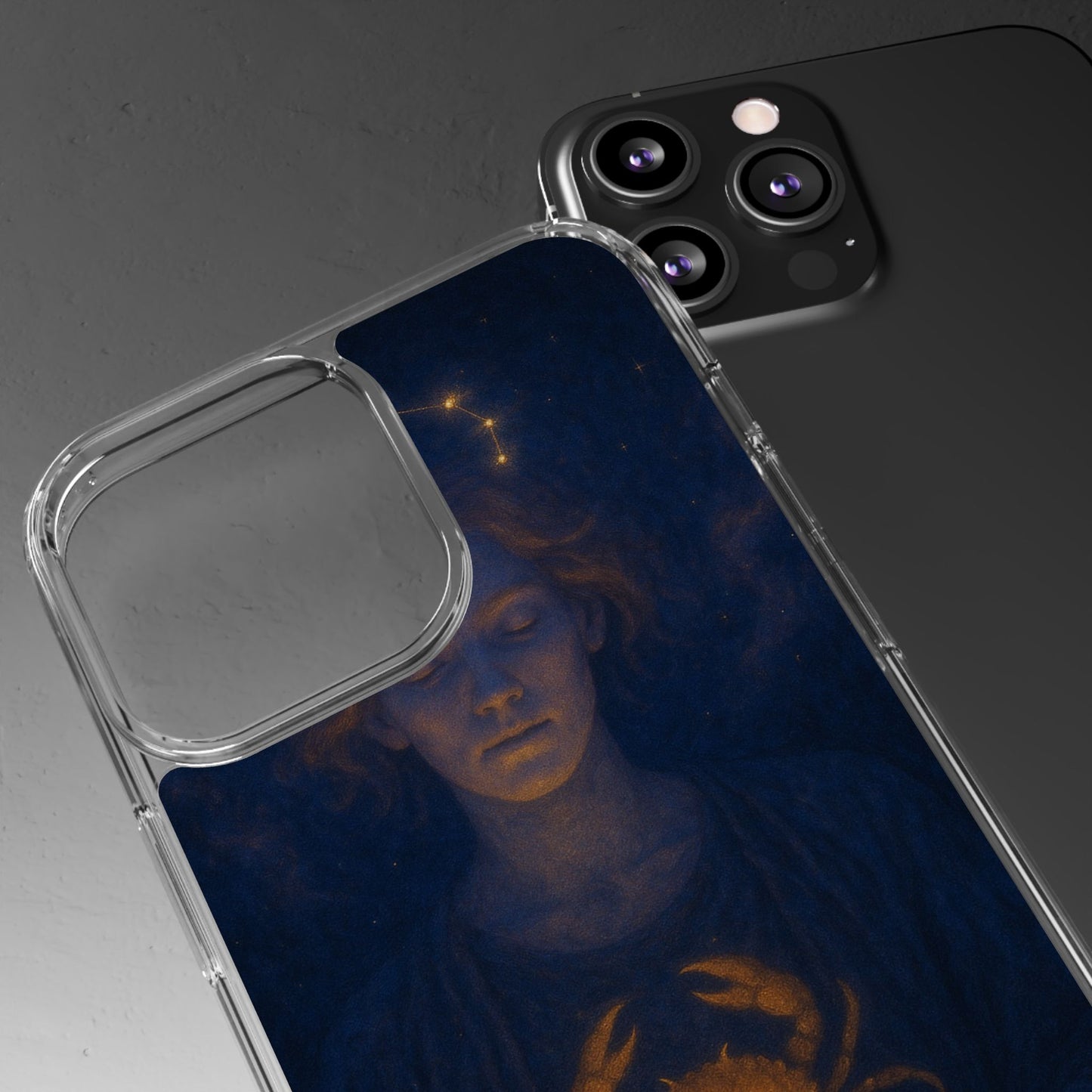 Cancer Zodiac Clear Phone Case — June 21–July 22 Crab Constellation Design
