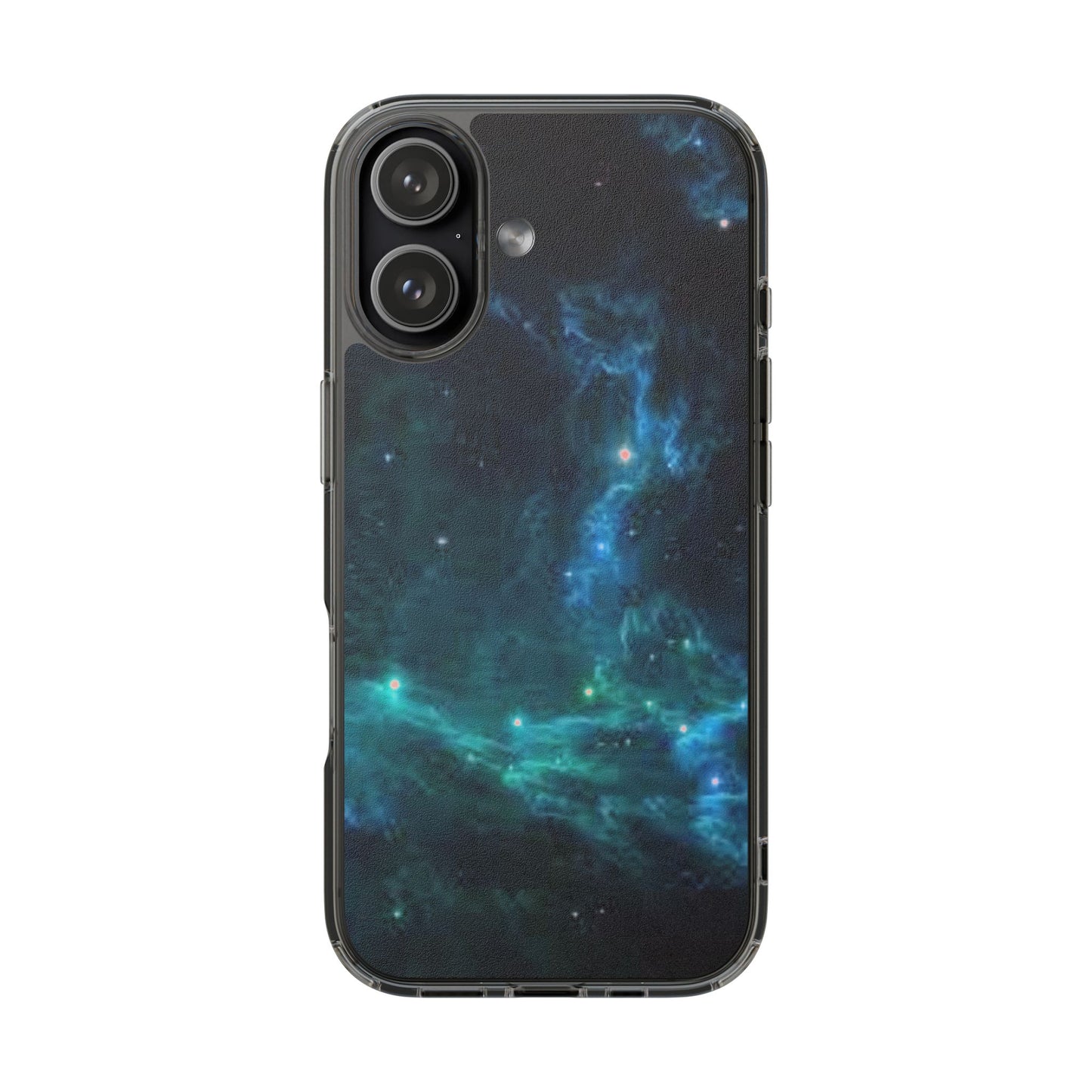 Clear Impact-Resistant Phone Case — Teal Nebula Space Design