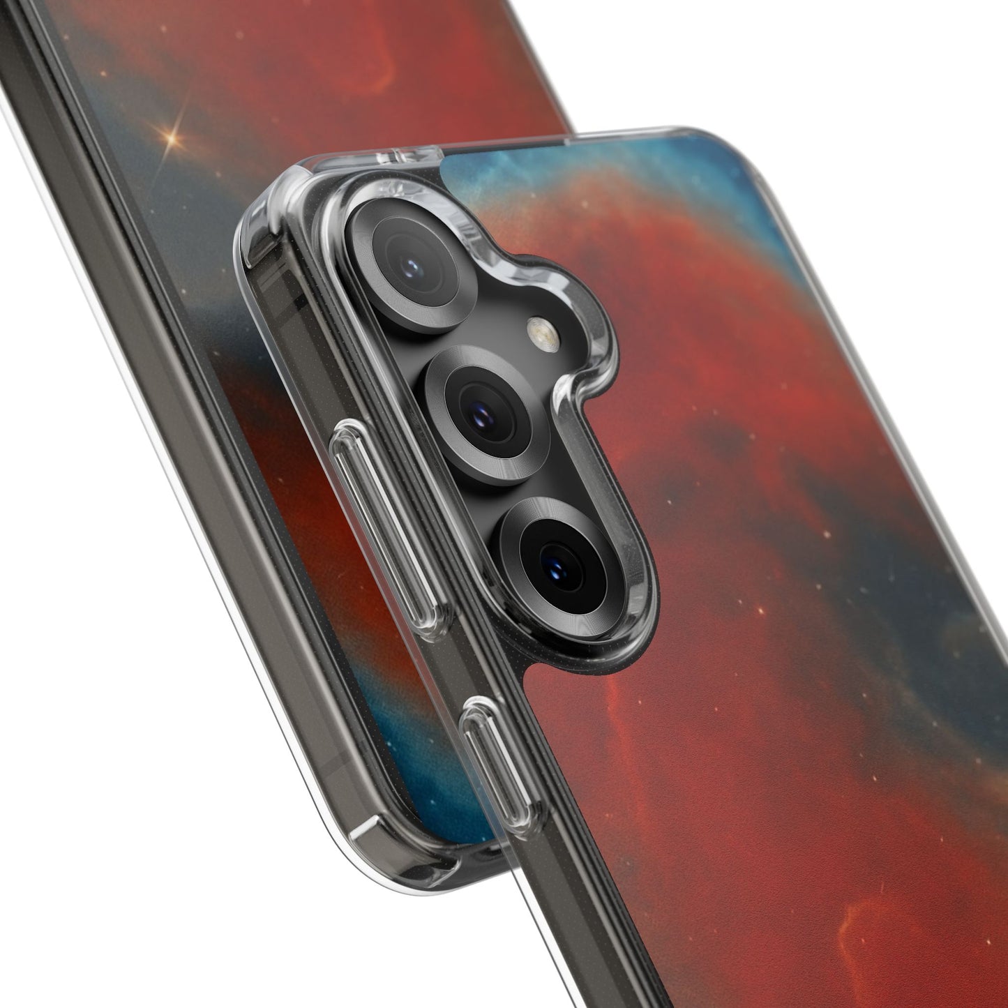 Aries Zodiac Clear Impact-Resistant Phone Case — Red Nebula Constellation Design