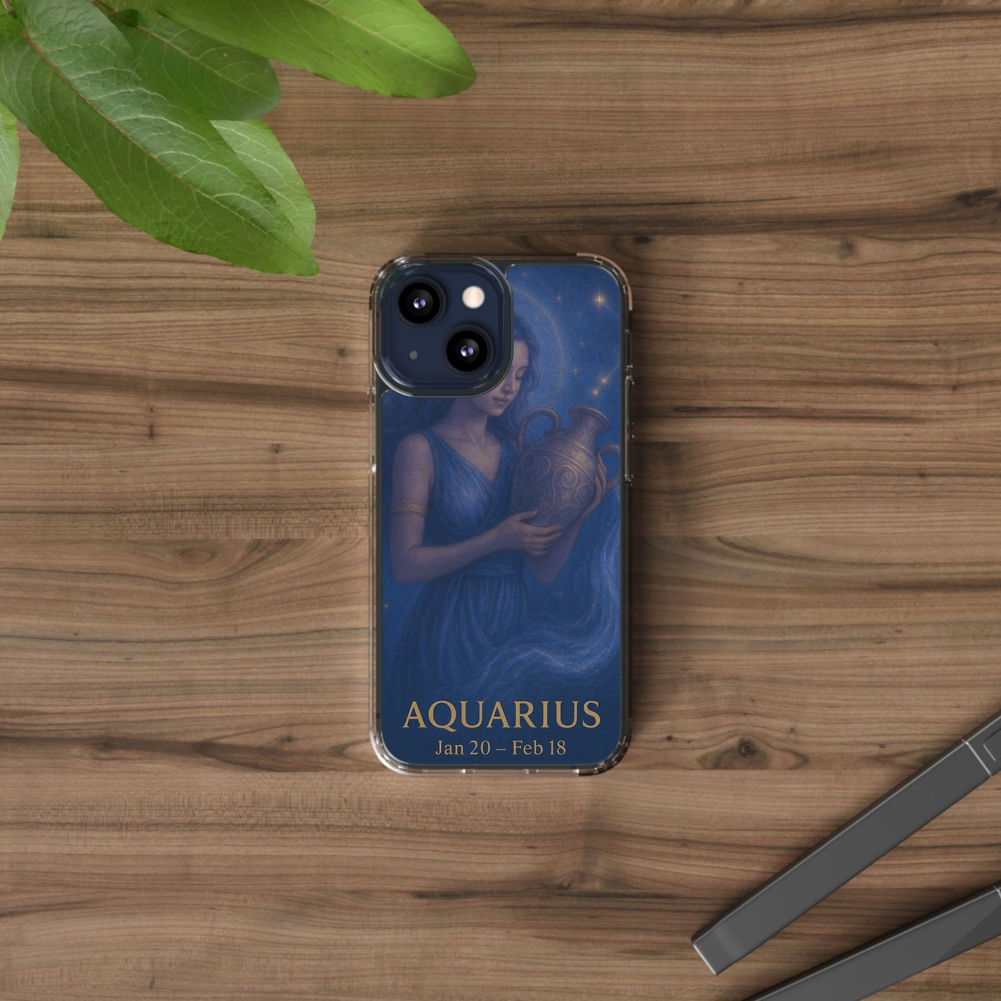 Aquarius Clear Phone Case — Zodiac Jan 20–Feb 18 Astrology Design